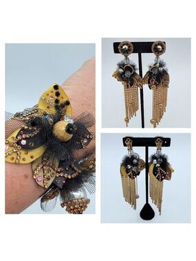 Jewelry Set Bracelet & Earrings Couture Design Etsy Artisan #2042